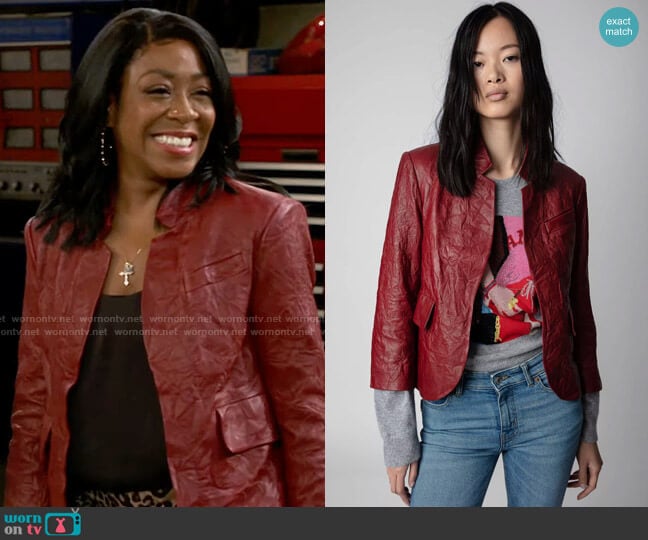 Zadig & Voltaire Verys Crumpled Blazer worn by Tina Butler (Tichina Arnold) on The Neighborhood
