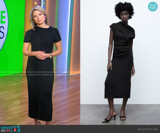 Zara Draped Sheath Dress worn by Amy Robach on Good Morning America