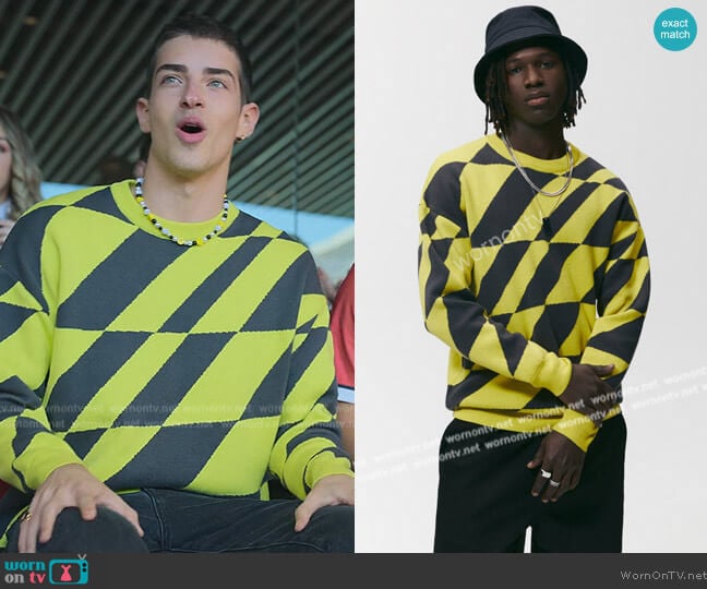 Zara Geometric Sweatshirt worn by Patrick Blanco (Manu Rios) on Elite