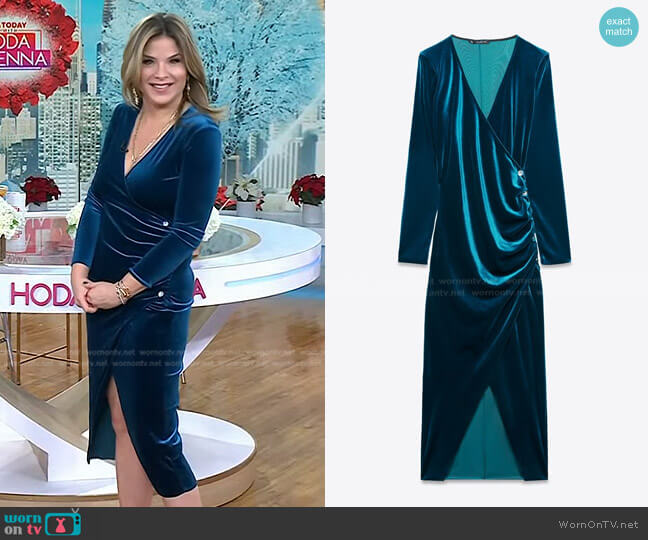 Zara Jewel Buttoned Velvet Dress worn by Jenna Bush Hager on Today