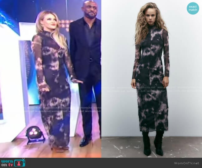 Zara Printed Tulle Dress in Only One worn by Witney Carson on Good Morning America