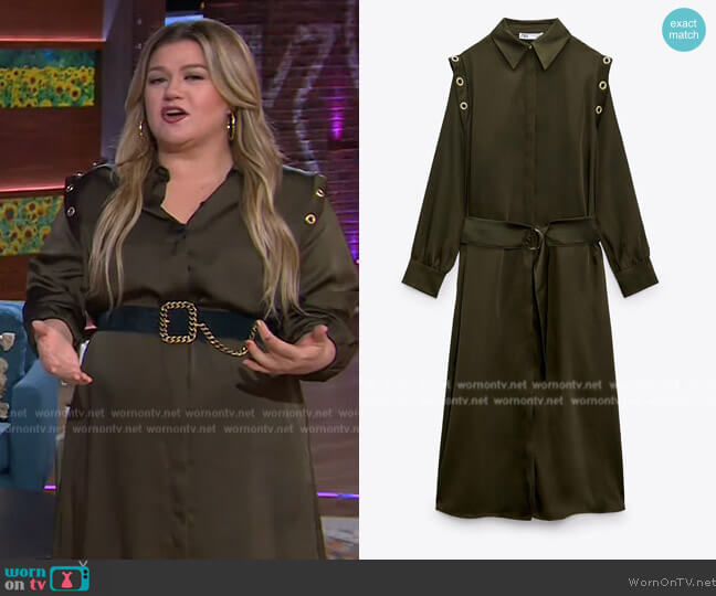 Zara Ring Trim Shirtdress worn by Kelly Clarkson on The Kelly Clarkson Show