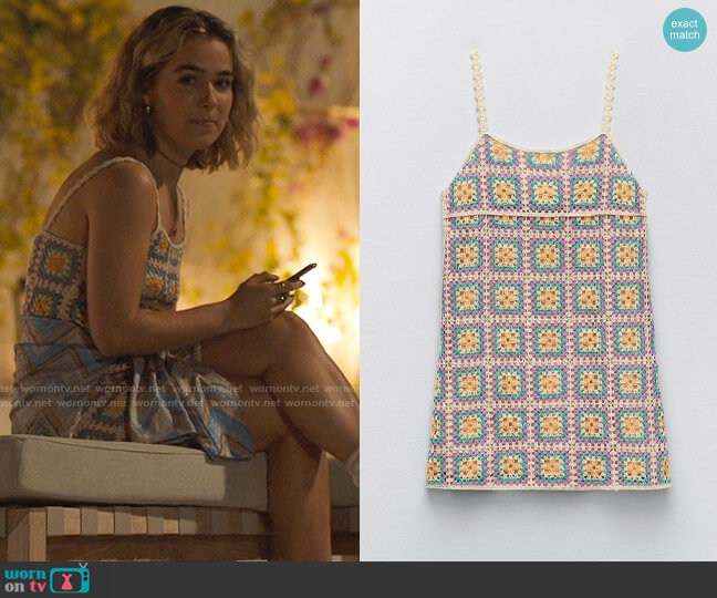 Zara Crocheted Dress worn by Portia (Haley Lu Richardson) on The White Lotus
