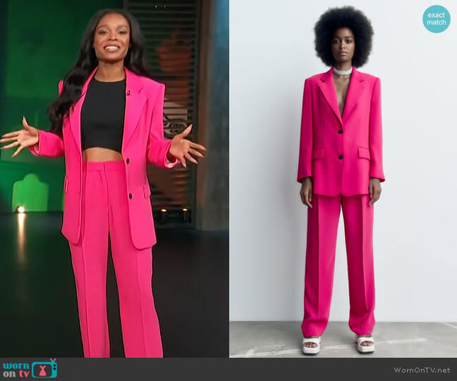 Zara Oversized Blazer worn by Zuri Hall on Access Hollywood