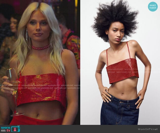 Zara Shiny Crop Top worn by Isadora Artinan (Valentina Zenere) on Elite