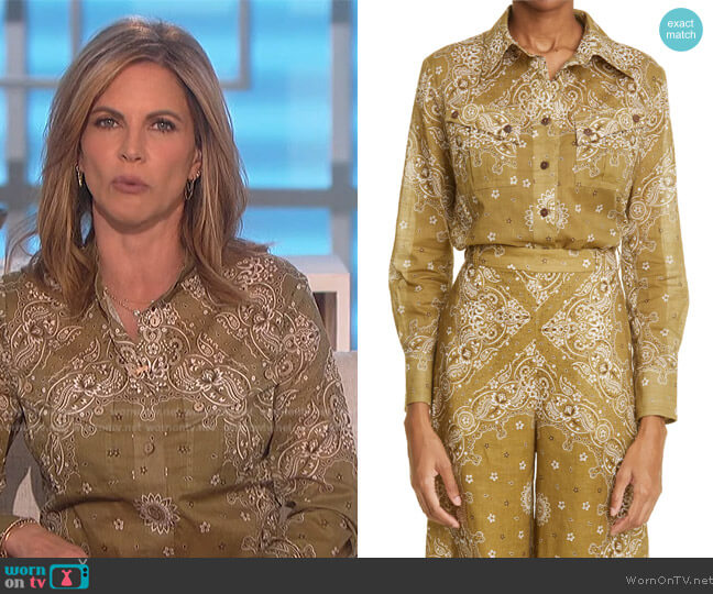 Zimmermann Bandana Print Linen Button-Up Shirt worn by Natalie Morales on The Talk