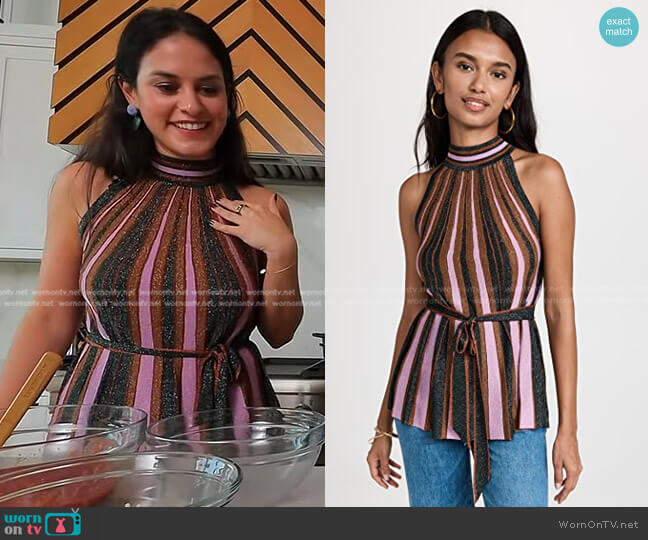 Zimmermann Kaleidoscope Metallic Knit Top worn by Donna Farizan on Today