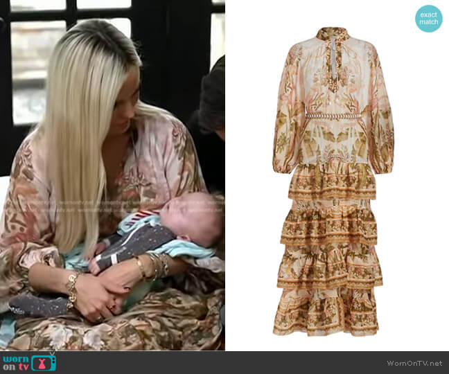 Zimmermann Lyre Tiered Maxi Dress worn by Emily Maynard Johnson on Good Morning America
