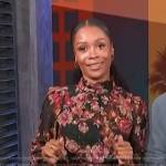 Zuri’s black floral mini dress on Access Hollywood