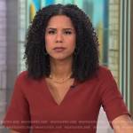 Adriana Diaz’s red v-neck dress on CBS Mornings