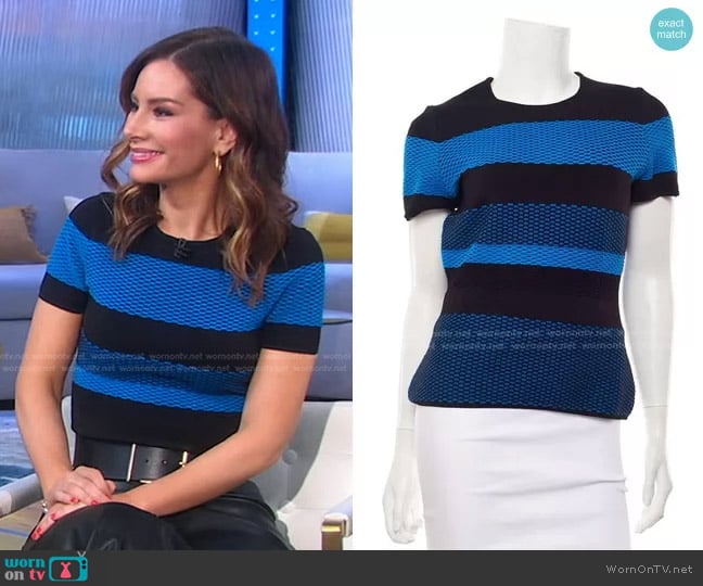 Alexander Wang Mesh Panel Blouse worn by Rebecca Jarvis on Good Morning America