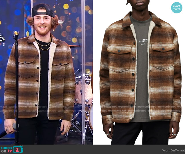 All Saints Seneca Relaxed Fit Plaid Jacket worn by Kelly Ripa on Live with Kelly and Mark