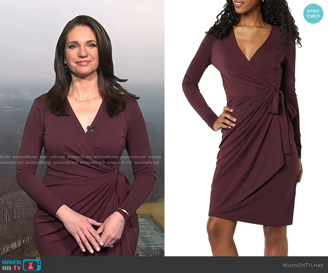 Amazon Essentials Long Sleeve Classic Wrap Dress worn by Maria Larosa on Today