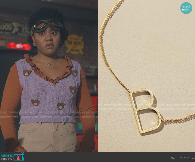 Anthropologie Monogram Pendant Necklace worn by Beth Chapel (Anjelika Washington) on Stargirl