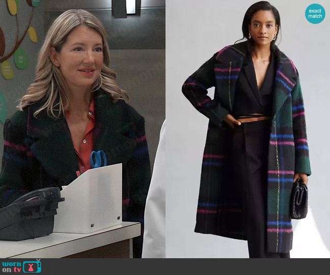Avec Les Filles Plaid Coat worn by Nina Reeves (Cynthia Watros) on General Hospital