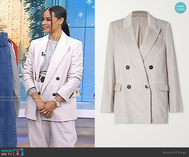 Brunello Cucinelli Double Breasted Corduroy Blazer worn by Sai De Silva on Today
