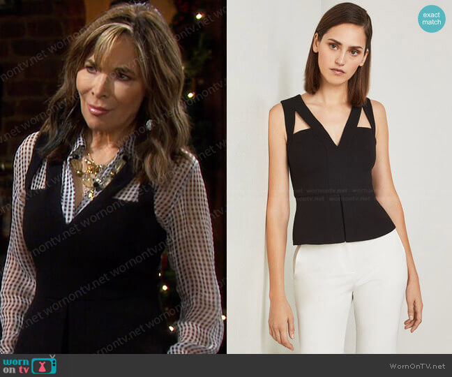 Bcbgmaxazria Hailee Cutout Peplum Top worn by Kate Roberts (Lauren Koslow) on Days of our Lives