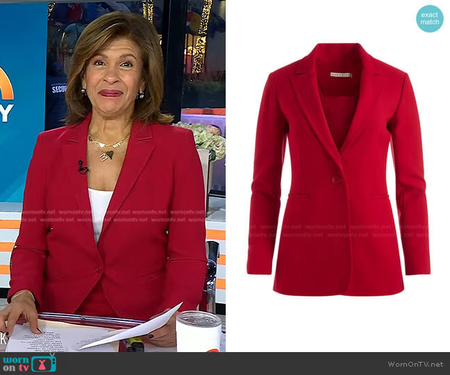 Alice + Olivia Breann Long Fitted Blazer worn by Hoda Kotb on Today