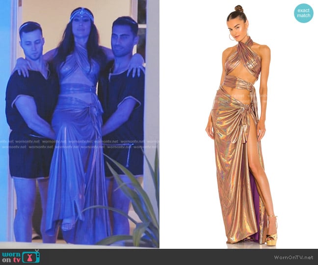 Bronx and Banco Cleopatra Neon Dress worn by Angie Katsanevas on The Real Housewives of Salt Lake City