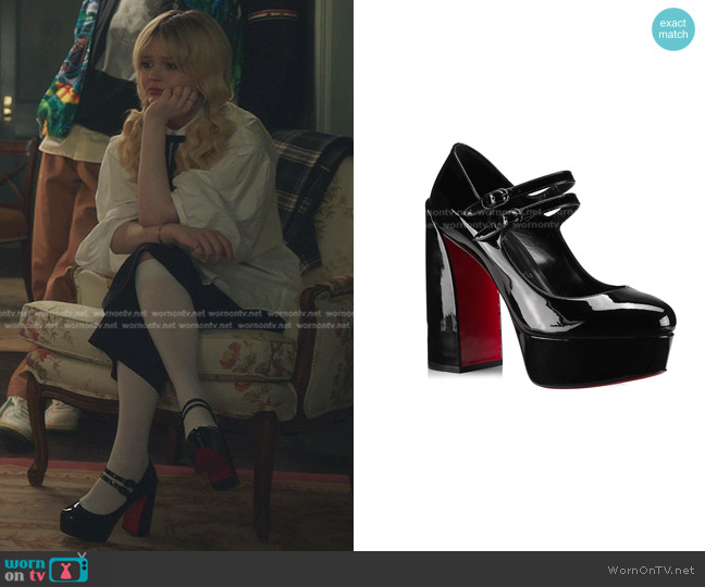 Christian Louboutin Movida Jane Patent Leather Pumps worn by Audrey Hope (Emily Alyn Lind) on Gossip Girl