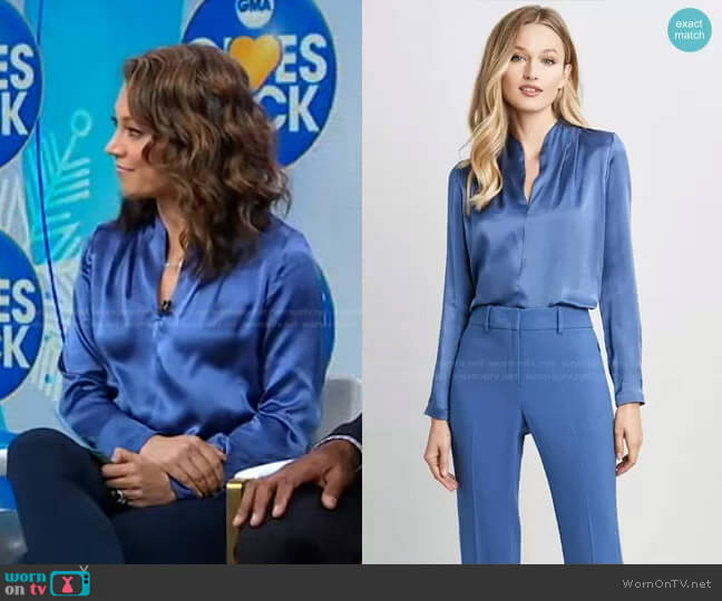 Elie Tahari Contour Neck Shirt worn by Ginger Zee on Good Morning America