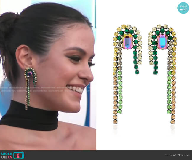Demarson Divina Crystal Waterfall Earrings worn by Donna Farizan on Today