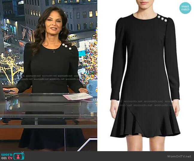 Shoshanna Dara Faux-Pearl Embellished Flare Dress worn by Darlene Rodriguez on Today