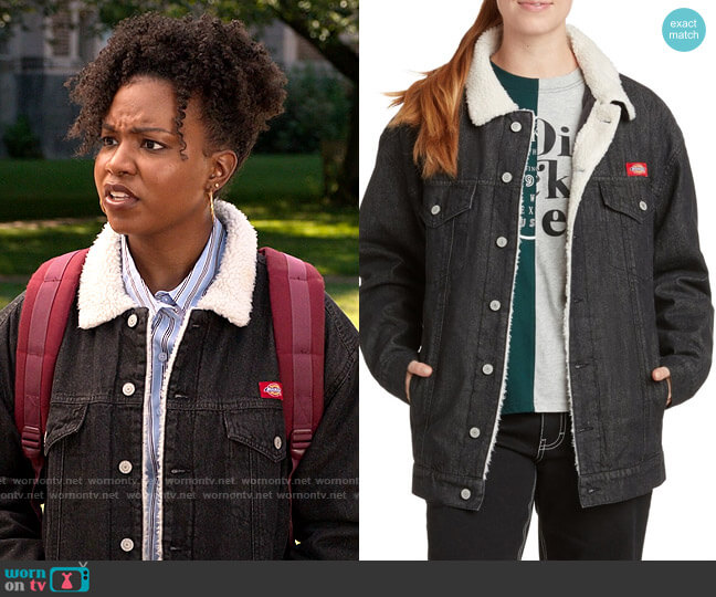 Dickies Oversized High Pile Fleece Trucker Jacket worn by Willow (Renika Williams) on The Sex Lives of College Girls