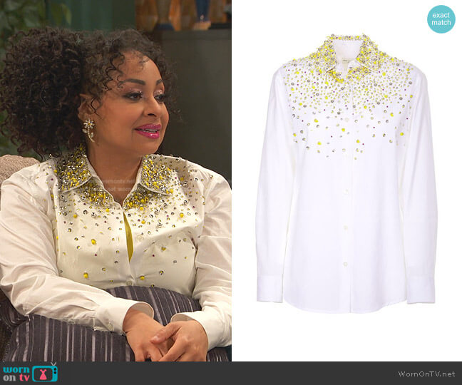 Dries Van Noten Pearl-Embellished Button-Up Shirt worn by Raven Baxter (Raven-Symoné) on Ravens Home