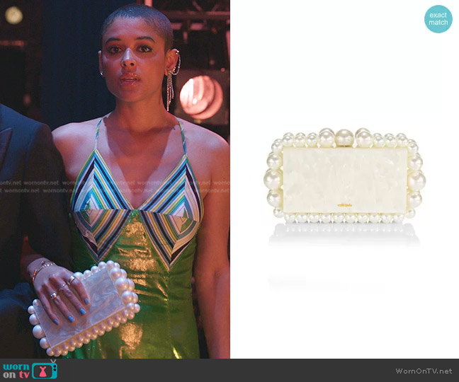 Cult Gaia Eos Bauble Acrylic Box Clutch worn by Julien Calloway (Jordan Alexander) on Gossip Girl