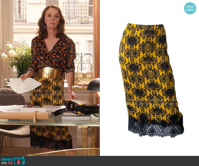 Essentiel Antwerp Silk Midi Skirt worn by Sylvie (Philippine Leroy-Beaulieu) on Emily in Paris