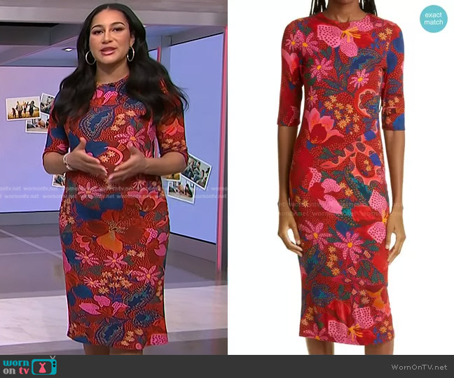 Farm Rio Snake Garden Jersey Dress worn by Morgan Radford on NBC News Daily