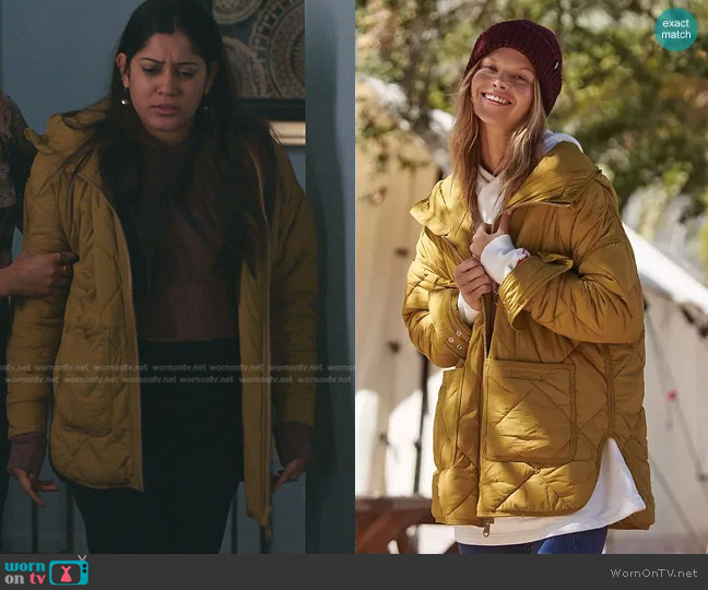 Free People Pria Packable Puffer Jacket worn by Padma (Aneesha Joshi) on The Resident