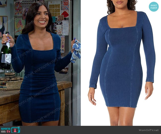 Guess Vivian Ls Bodycon Dress in Blue Away worn by Gabi Hernandez (Camila Banus) on Days of our Lives
