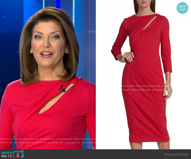 WornOnTV: Norah’s red cutout dress and striped pumps on CBS Evening ...