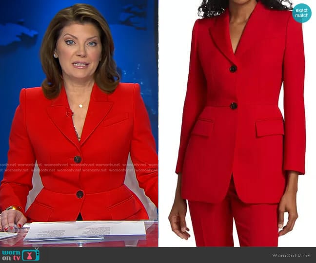Alexander McQueen Grain De Poudre Jacket worn by Norah O'Donnell on CBS Evening News