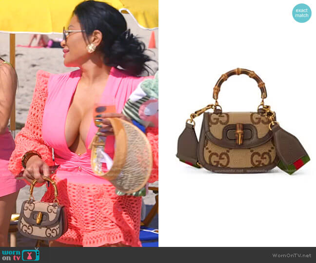 Gucci Bamboo 1947 Jumbo GG Mini Bag worn by Jen Shah on The Real Housewives of Salt Lake City