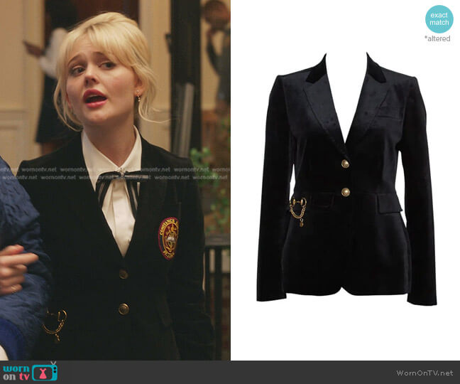 Gucci Velvet Horsebit Detail Tailored Blazer worn by Audrey Hope (Emily Alyn Lind) on Gossip Girl