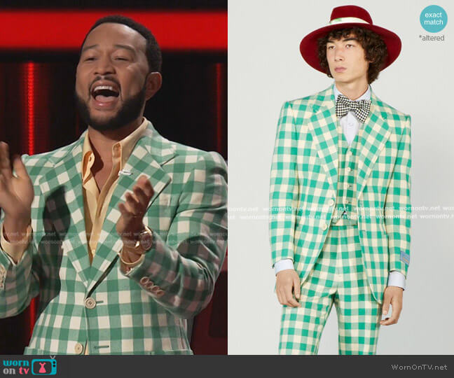 Gucci Gucci HA HA HA Check Blazer worn by John Legend on The Voice