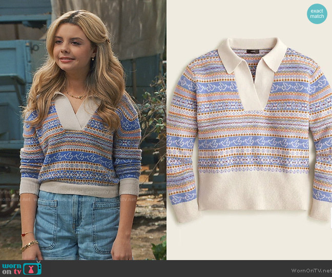 J. Crew Collared Fair Isle sweater worn by Destiny Baker (Mallory James Mahoney) on Bunkd