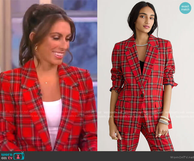 J. Crew Willa blazer in Good Tidings plaid wool worn by Alyssa Farah Griffin on The View