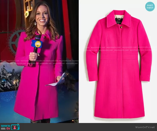 J. Crew New Lady Day Topcoat in Italian double-cloth wool in Radiant Fuchsia worn by Cheryl Scott on Good Morning America