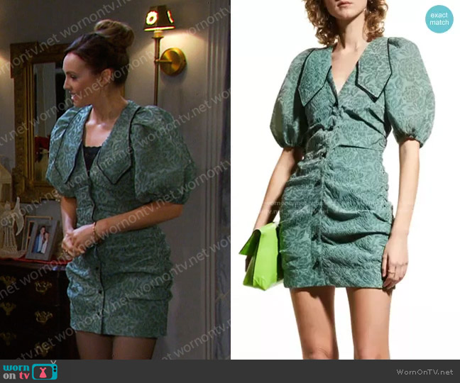 Ganni Jacquard Organza Minidress worn by Gwen Rizczech (Emily O'Brien) on Days of our Lives