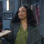Jada’s geometric jacket on Days of our Lives