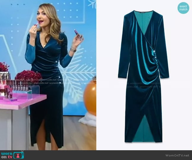 Zara Jewel Buttoned Velvet Dress worn by Lori Bergamotto on Good Morning America