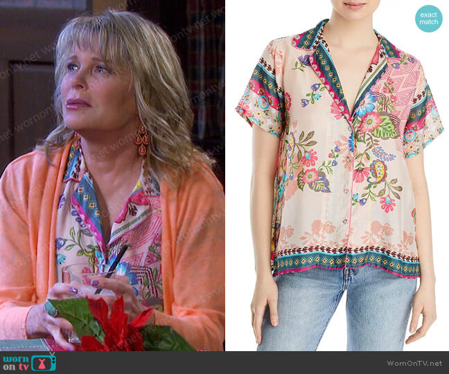 Johnny Was Lakshmi Darci Silk Shirt worn by Bonnie Lockhart (Judi Evans) on Days of our Lives