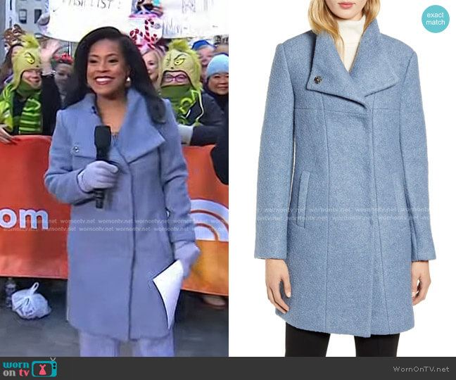 Kenneth Cole Wool Blend Bouclé Coat in Periwinkle worn by Sheinelle Jones on Today