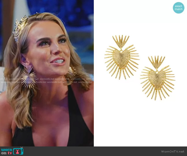 Kenneth Jay Lane Large Fan 22K Gold-Plated Drop Earrings worn by Whitney Rose on The Real Housewives of Salt Lake City