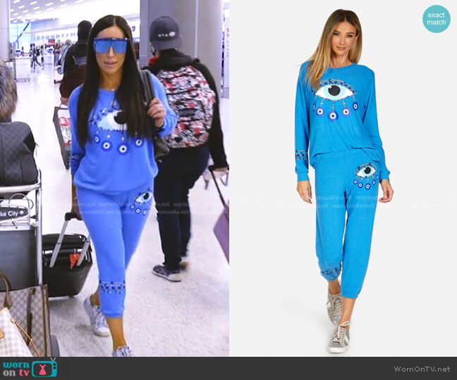 Lauren Moshi Everly Chain Evil Eye Sweatshirt worn by Angie Katsanevas on The Real Housewives of Salt Lake City