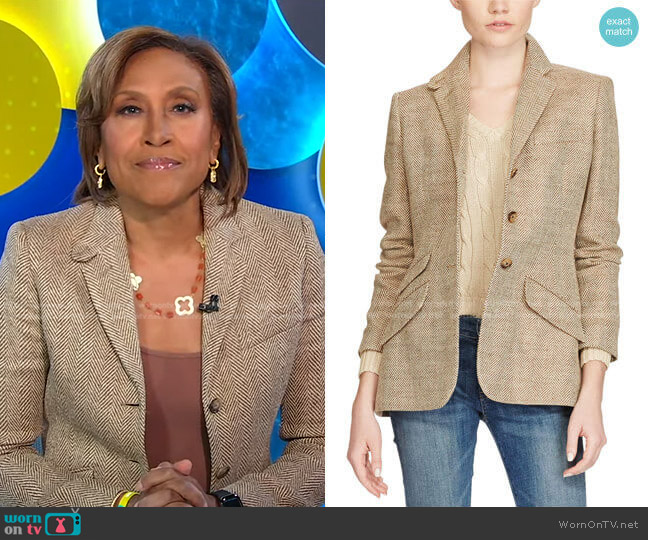 Polo Ralph Lauren Linen Herringbone Blazer worn by Robin Roberts on Good Morning America